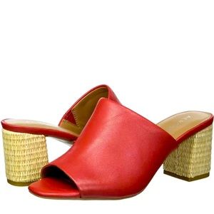 Aerosoles Women's Erie Block Heel Slide Sandal White Leather